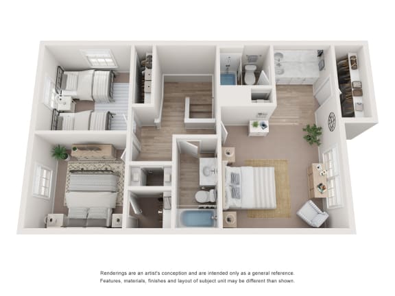 a floor plan of a 3 bedroom apartment
