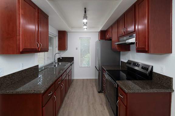 Dark cabinets in kitchen