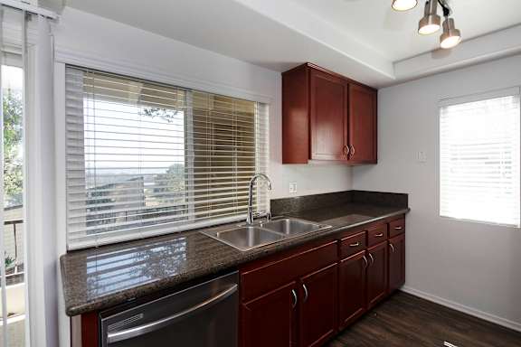 Dark cabinets in kitchen