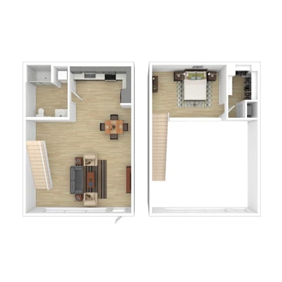 1 bed 1 bath loft floorplan at AMP 30 Apartments, San Diego, 92116