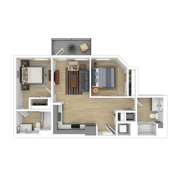 2 bed two bath floorplan with balcony at AMP 30 Apartments, California, 92116