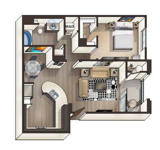 A detailed floor plan of a house with labeled rooms such as W.D.