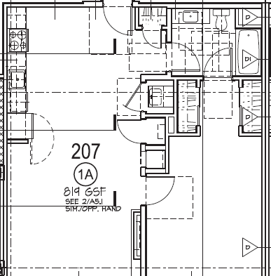 A floor plan shows a layout with rooms and walls, labeled with numbers and text.