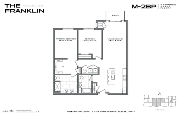 A black and white image of a floor plan for a property called The Franklin.