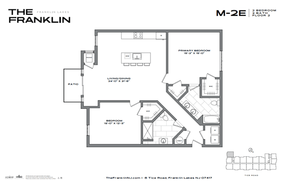 A black and white image of a floor plan for a property called The Franklin Lakes.