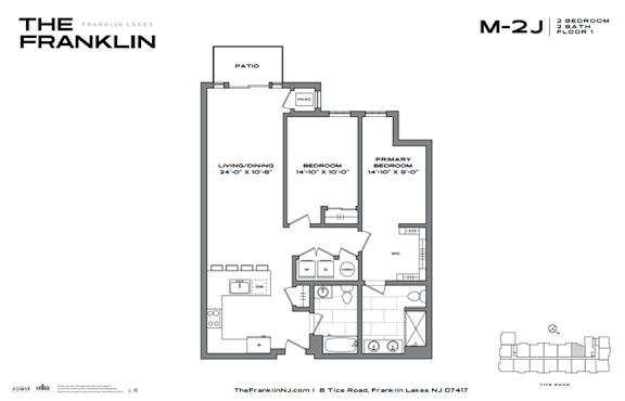 A black and white floor plan of a two bedroom apartment.