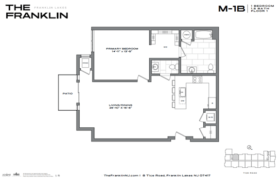 A black and white image of a floor plan for a property called The Franklin.