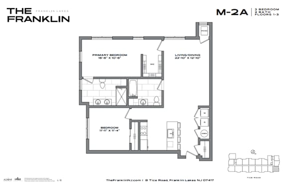 A black and white image of a floor plan for a property called The Franklin.