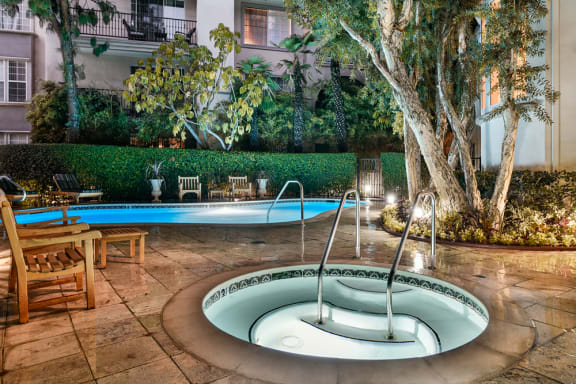 a small swimming pool at L'Estancia, Studio City, California