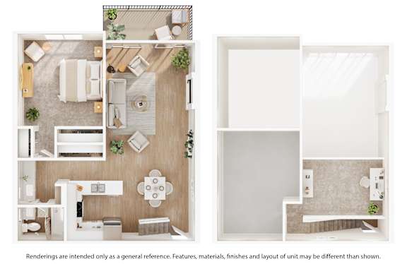 A floor plan of a house with a kitchen, living room, and bathroom.