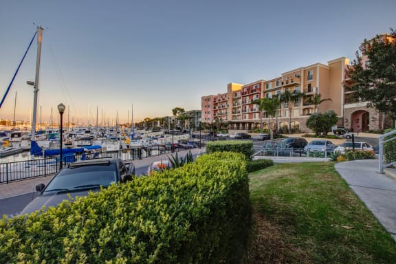 a view of a marina with boats docked in a harbor at Marina Harbor, California, 90292