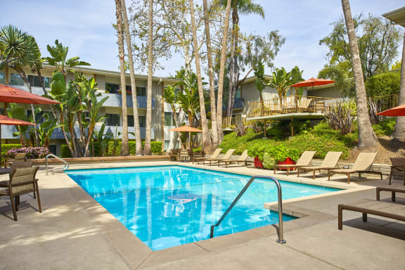 the swimming pool at the resort at West Park Village, Los Angeles