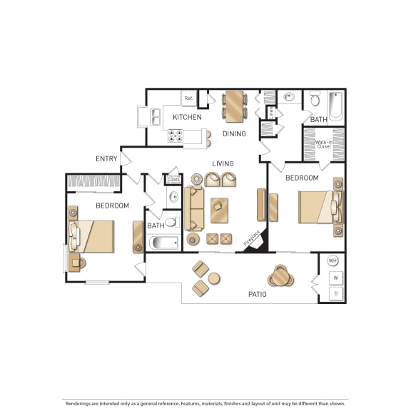 Floor Plan  Sendero Two Bedroom Floor Plan at Sendero Huntington Beach, Huntington Beach