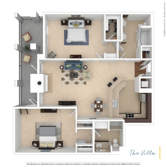 2 Bed 2 Bath Floor Plan at Marina Harbor, Marina del Rey, CA, 90292