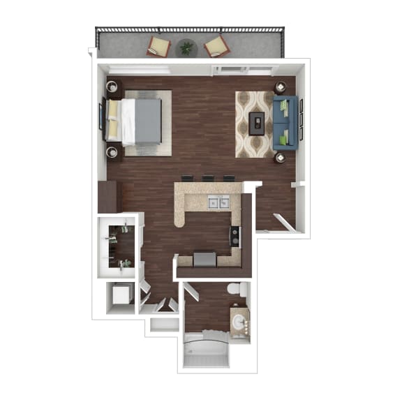 Studio Floor Plan at Marina Harbor, Marina del Rey