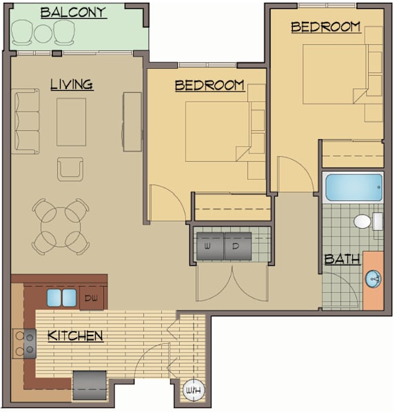 Floor Plan  2BD, 1BTH A
