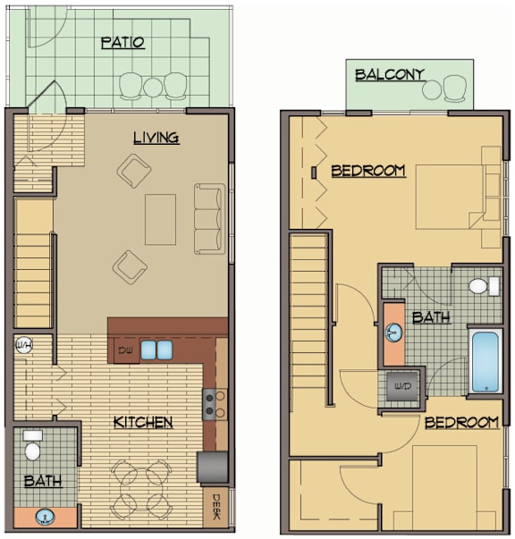 Floor Plan  2BD, 1BTH TH A