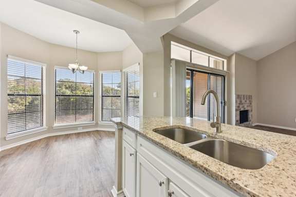 Kitchen with window at Waters Edge Apartment Homes, Georgetown, TX, 78626