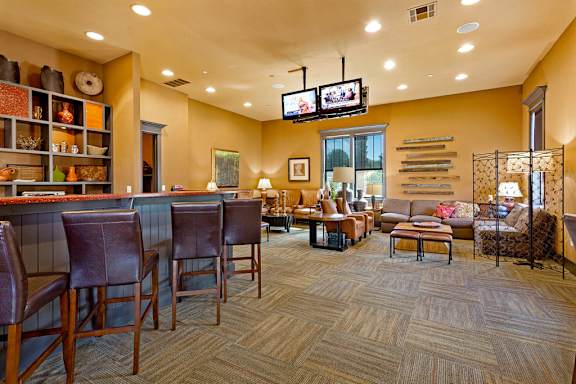 Resident Lounge with Coffee Bar at Las Brisas Apartment Homes, Round Rock, TX