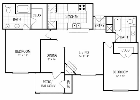 A black and white image of a floor plan for a house.