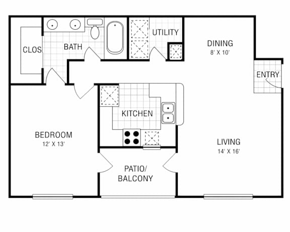 A black and white image of a floor plan for a house.