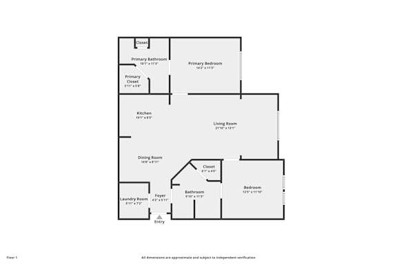 A floor plan of a house with a living room, dining room, kitchen, and three bedrooms.