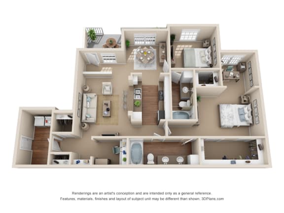 Floor Plan  Sycamore 2bed 2bath 1219sqft&#xA0;at Stone Oak @ Parmer, Austin