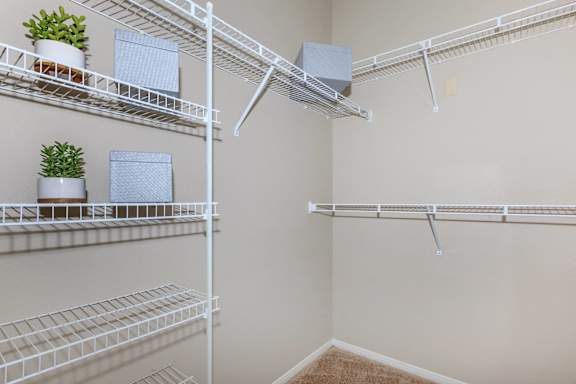 the spacious walk in closets in every apartment at the flats at west end apartments at The Preserve by Picerne, N Las Vegas, 89086