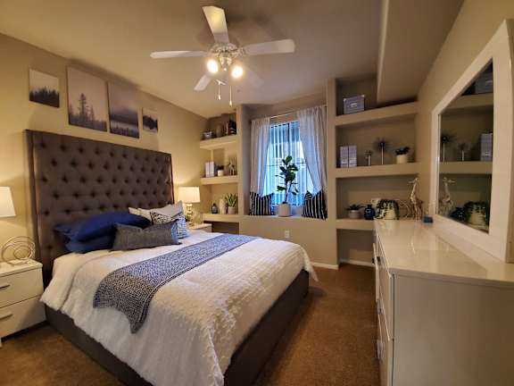 Bedroom With Ceiling Fan at The Paramount by Picerne, Las Vegas, Nevada