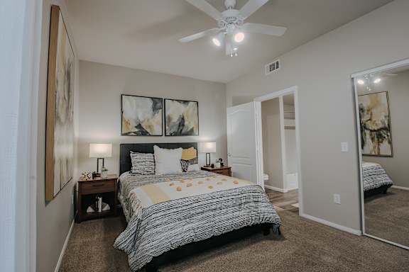 Bedroom with Ceiling Fan at The Summit by Picerne Apartments, Henderson, Nevada
