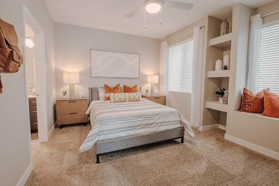 Comfortable Bedroom With Large Window at Level 25 at The Curve by Picerne, Nevada , 89148