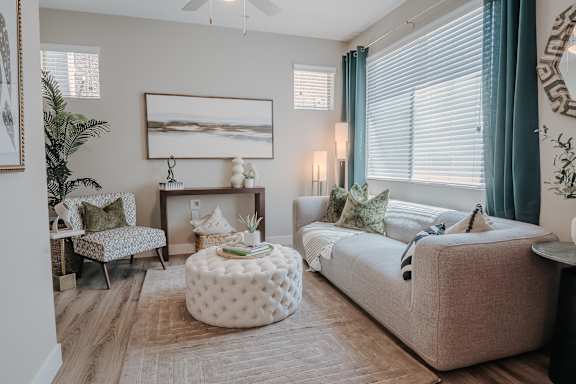 Living Room With Plenty Of Natural Lights at Level 25 at The Curve by Picerne, Las Vegas, NV, 89148