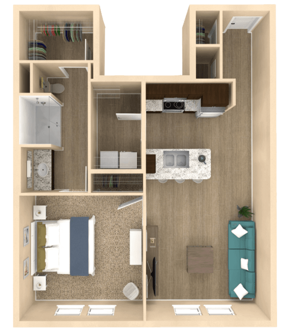 1 bed 1 bath Serenity Floor Plan at The Oasis at Town Center, Florida, 32246