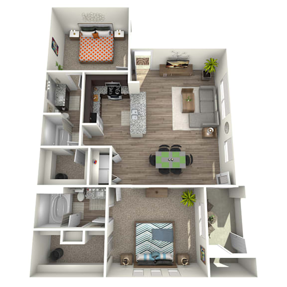 2 bed 2 bath floor plan C at The View at Horizon Ridge, Henderson, 89012