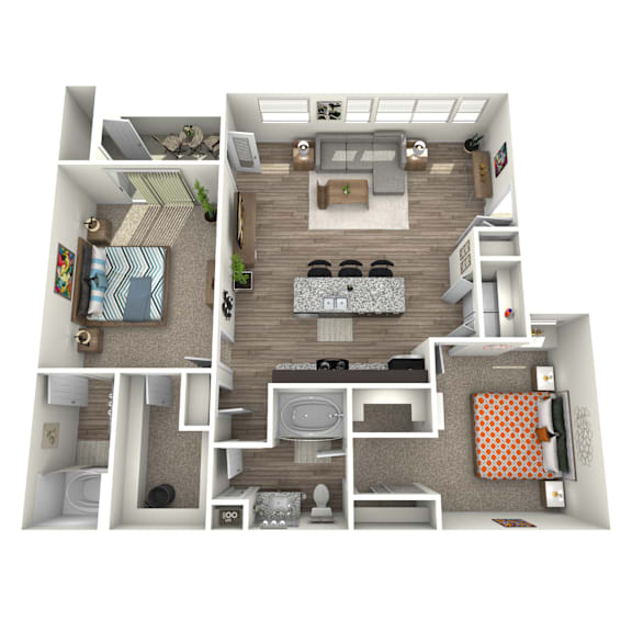 2 bed 2 bath floor plan A at The View at Horizon Ridge, Henderson, NV, 89012