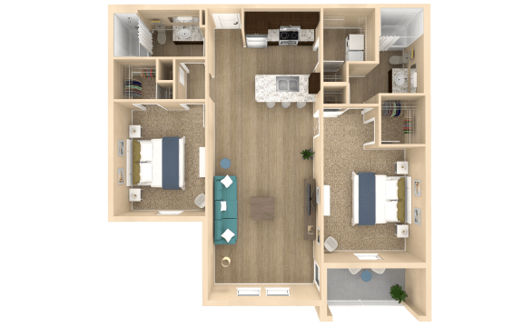 a floor plan of a bedroom with a bathroom and a living room