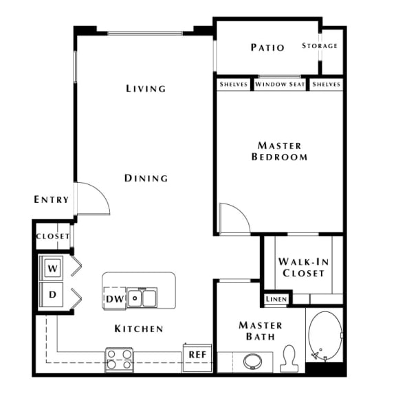 1 bed 1 bath floor plan at Level 25 at Oquendo by Picerne, Las Vegas, NV, 89148