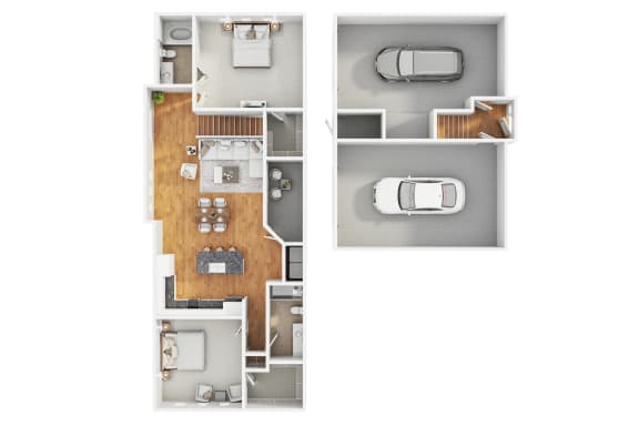 2 Bedroom Loft Floor Plan at Level 25 at Oquendo by Picerne, Las Vegas
