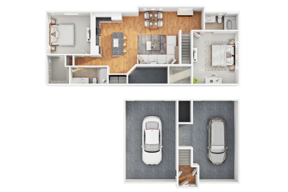 2 bed 2 bath floor plan B at Level 25 at Sunset by Picerne, Nevada