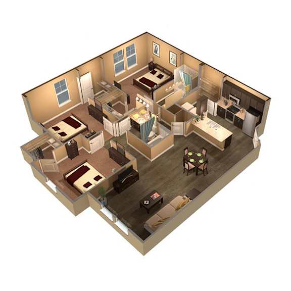 3 bed 2 bath Retreat Floor Plan at The Oasis at Moss Park, Florida