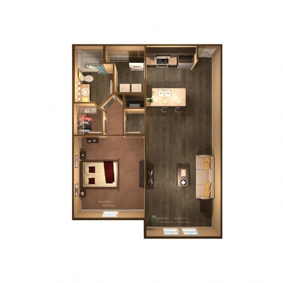Floor Plan  1 bed 1 bath Sanctuary Floor Plan at The Oasis at Moss Park, Florida