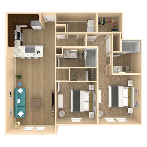 2bed 2bath  Palm Floor Plan with 1138 square feet at The Oasis at Lake Bennet, Florida, 34761