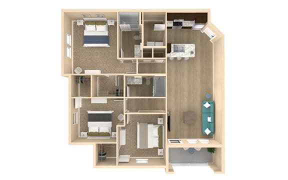 3 bed 2 bath Vista Floor Plan with 1333 square feet at The Oasis at Lakewood Ranch, Florida, 34211