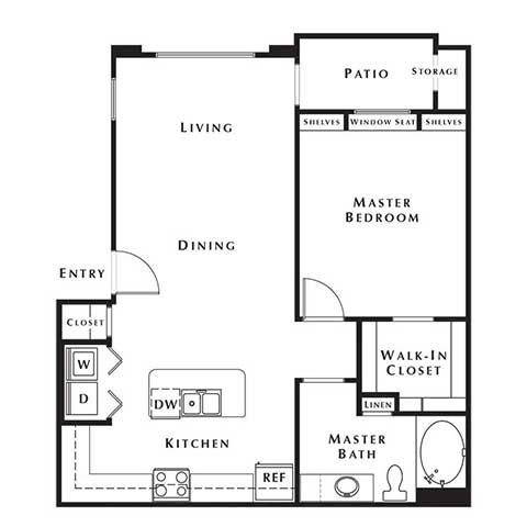 1 bed 1bath floor plan at Level 25 at Cactus by Picerne, Las Vegas, NV, 89141