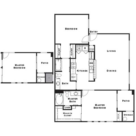2 Bedroom 2 Bathroom Floor Plan at The Presidio by Picerne, N Las Vegas, NV