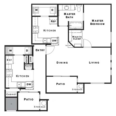 1 Bedroom 1 Bathroom Floor Plan at The Presidio by Picerne, N Las Vegas, NV, 89084