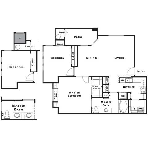 2 Bedroom 1 Bathroom Floor Plan at The Presidio by Picerne, N Las Vegas, 89084
