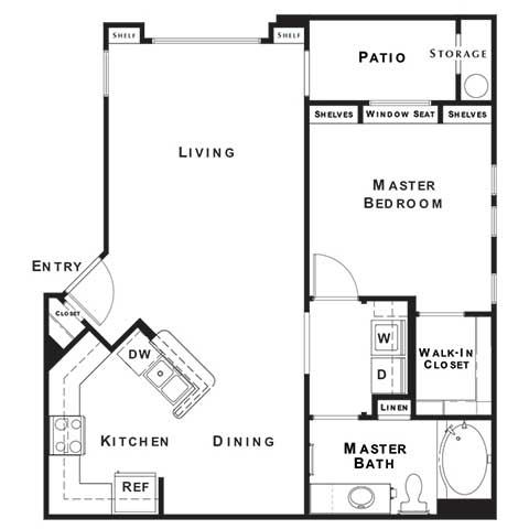 1 Bedroom 1 Bath Floor Plan at The Presidio by Picerne, Nevada, 89084