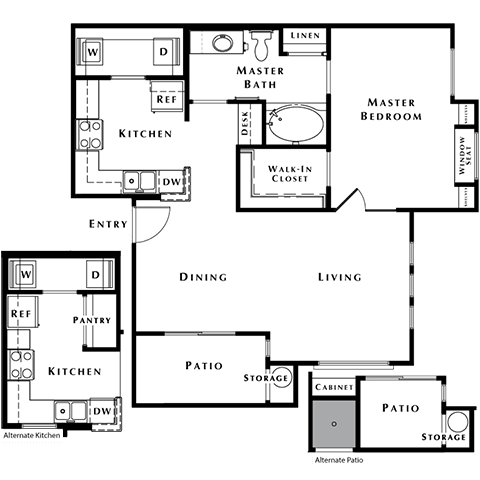 1 Bedroom 1 Bathroom Floor Plan at The Pavilions by Picerne, Las Vegas, NV, 89166