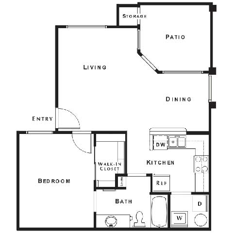 1 bed 1 bath floor plan A at The Equestrian by Picerne, Henderson, NV